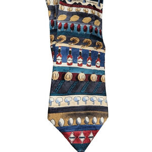 Tobasco Men's Silk Necktie‎ Food Hot Sauce Design Red Blue Gold